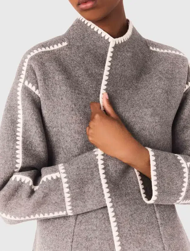 Double-faced coat with trim Double-faced coat with trim