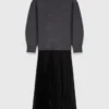 Dual-material maxi dress
