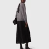 Dual-material maxi dress