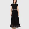 Embroidered basket-weave knit skirt