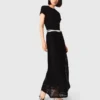 Embroidered basket-weave knit skirt
