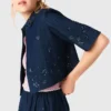 Embroidered cropped denim shirt