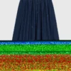 Embroidered denim midi skirt