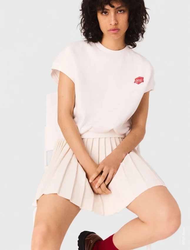 Embroidered fleece cropped sweatshirt Embroidered fleece cropped sweatshirt
