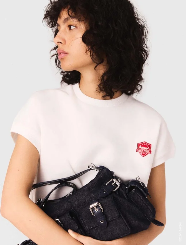 Embroidered fleece cropped sweatshirt Embroidered fleece cropped sweatshirt