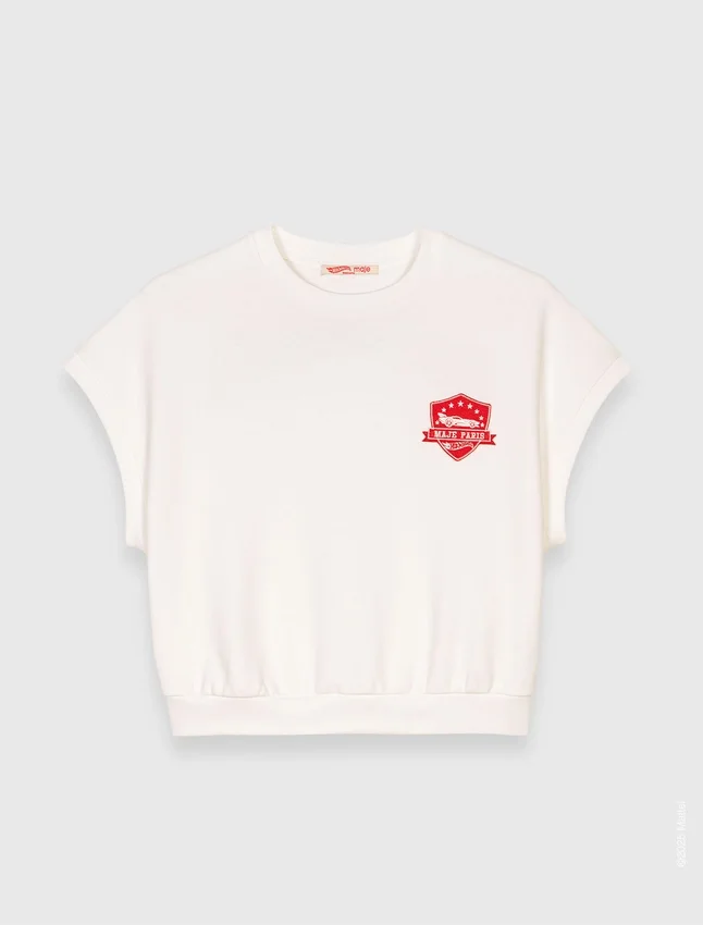 Embroidered fleece cropped sweatshirt Embroidered fleece cropped sweatshirt