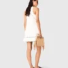 Embroidered linen-blend dress