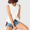 Embroidered linen-blend jacket