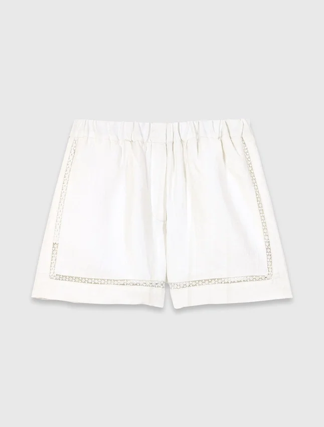 Embroidered linen blend shorts Embroidered linen blend shorts