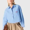 Embroidered shirt with pleated back
