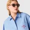 Embroidered shirt with pleated back