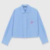 Embroidered shirt with pleated back
