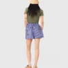 Embroidered striped cotton shorts