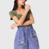 Embroidered striped cotton shorts