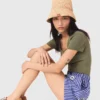 Embroidered striped cotton shorts