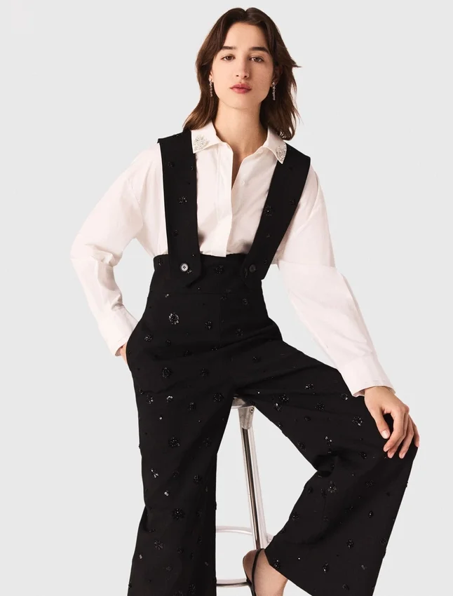 Embroidered trousers with braces Embroidered trousers with braces