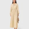 Eyelet pleated maxi dress