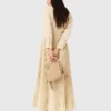 Eyelet pleated maxi dress