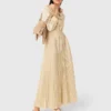 Eyelet pleated maxi dress