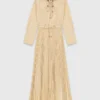 Eyelet pleated maxi dress