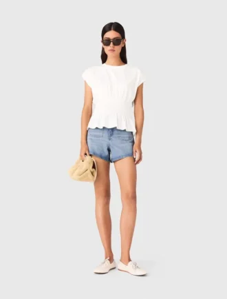 Fitted pleated T-shirt