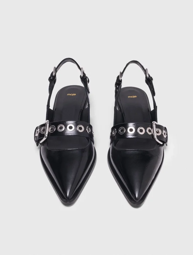 Flat leather strap slingbacks Flat leather strap slingbacks