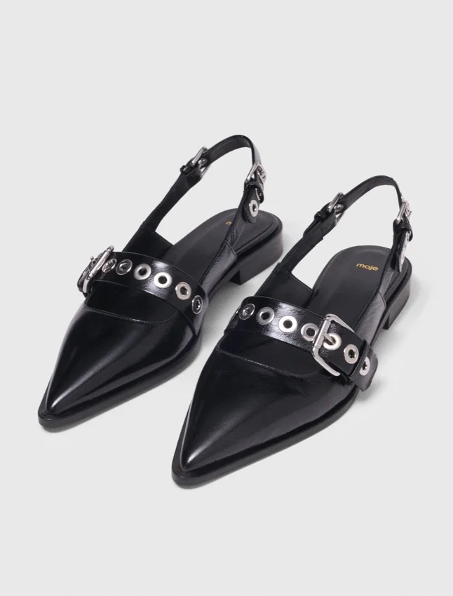 Flat leather strap slingbacks Flat leather strap slingbacks