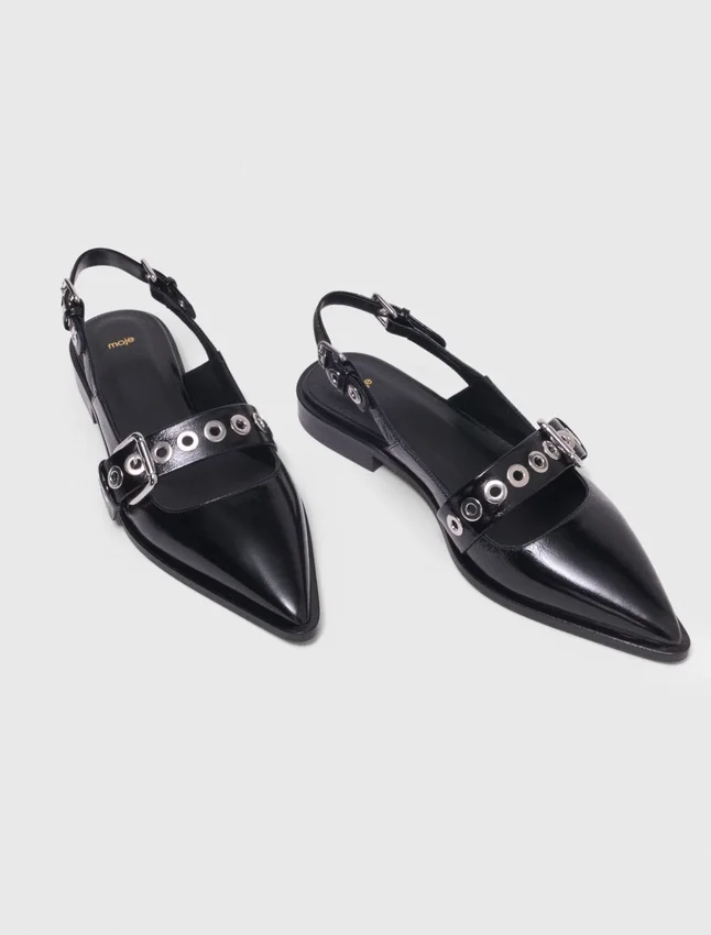 Flat leather strap slingbacks Flat leather strap slingbacks