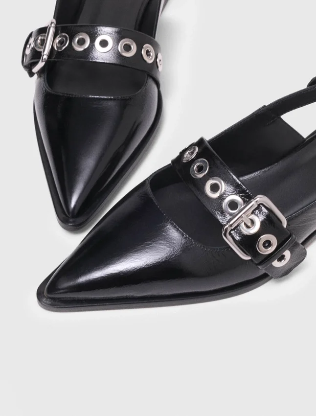 Flat leather strap slingbacks Flat leather strap slingbacks