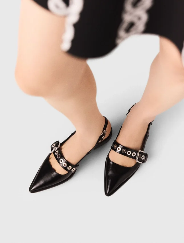 Flat leather strap slingbacks Flat leather strap slingbacks