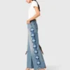 Floral embroidered wide-leg jeans
