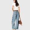 Floral embroidered wide-leg jeans