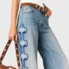 Floral embroidered wide-leg jeans