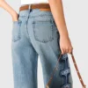 Floral embroidered wide-leg jeans