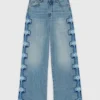 Floral embroidered wide-leg jeans