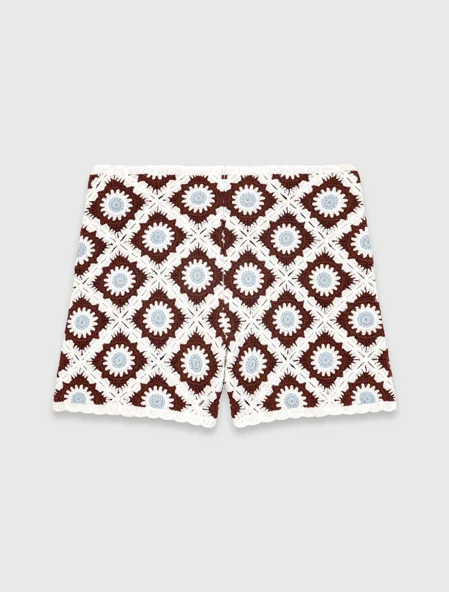 Floral-patterned crochet shorts Floral-patterned crochet shorts