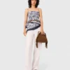 Fruit printed smocked top