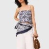 Fruit printed smocked top