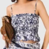 Fruit printed smocked top
