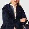 Hooded windbreaker with rhinestones