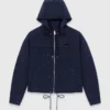 Hooded windbreaker with rhinestones