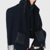 Hooded wool poncho
