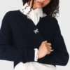 Jewelled bow-button cardigan