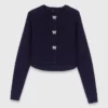 Jewelled bow-button cardigan