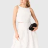 Jewelled collar taffeta crop top