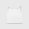 Jewelled collar taffeta crop top