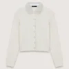 Knit cardigan with removable collar