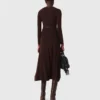 Knit midi dress with buttons