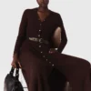 Knit midi dress with buttons