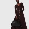 Knit midi dress with buttons